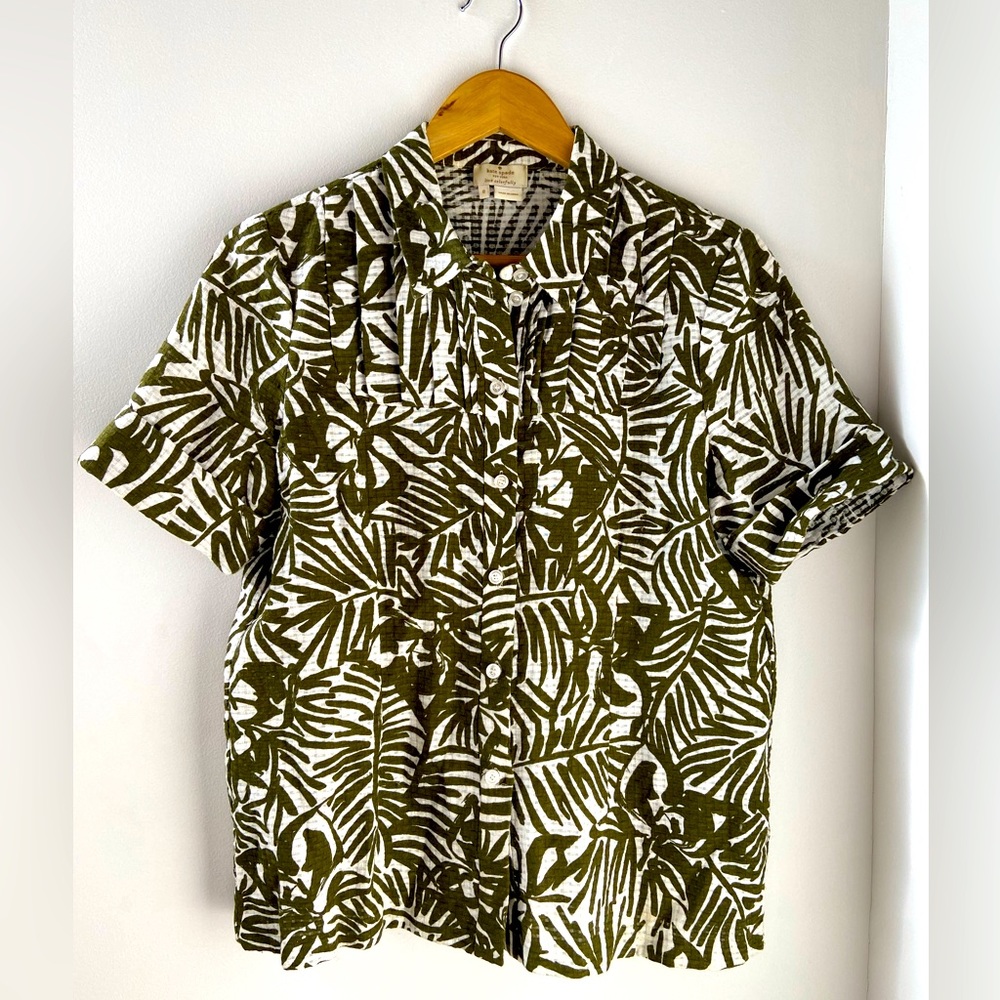 Kate Spade Floral Tiki Button-Up Shirt Size 8